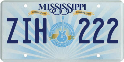 MS license plate ZIH222