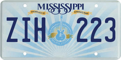 MS license plate ZIH223