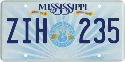 MS license plate ZIH235