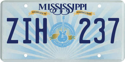 MS license plate ZIH237