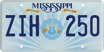 MS license plate ZIH250