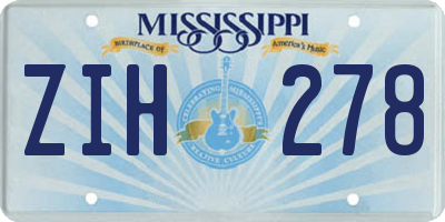 MS license plate ZIH278