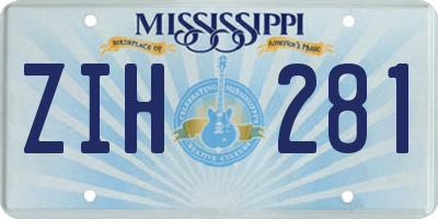 MS license plate ZIH281