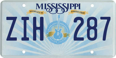 MS license plate ZIH287