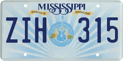 MS license plate ZIH315