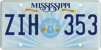 MS license plate ZIH353