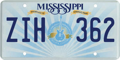 MS license plate ZIH362