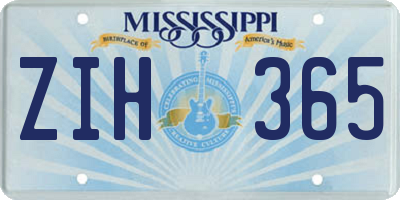 MS license plate ZIH365