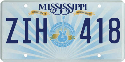 MS license plate ZIH418