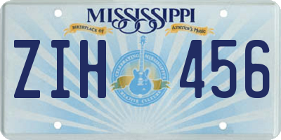 MS license plate ZIH456
