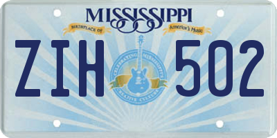 MS license plate ZIH502