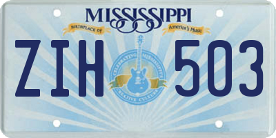 MS license plate ZIH503