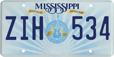 MS license plate ZIH534