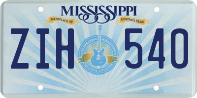 MS license plate ZIH540
