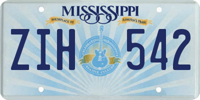 MS license plate ZIH542