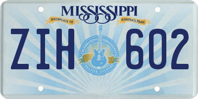 MS license plate ZIH602