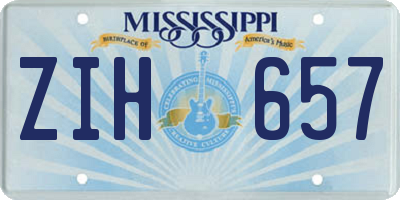 MS license plate ZIH657
