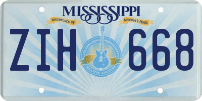 MS license plate ZIH668