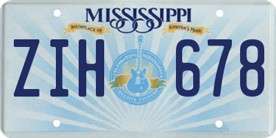 MS license plate ZIH678