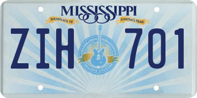 MS license plate ZIH701