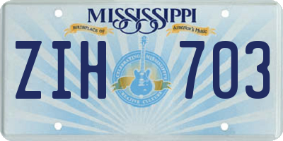 MS license plate ZIH703