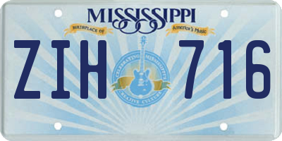 MS license plate ZIH716