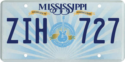 MS license plate ZIH727
