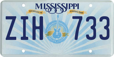 MS license plate ZIH733