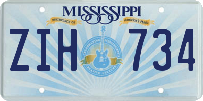 MS license plate ZIH734