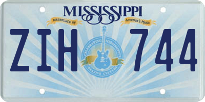 MS license plate ZIH744
