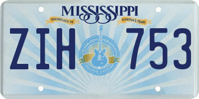 MS license plate ZIH753