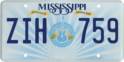 MS license plate ZIH759