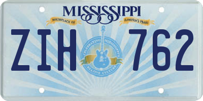 MS license plate ZIH762