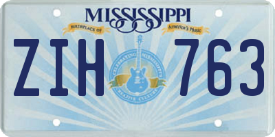 MS license plate ZIH763
