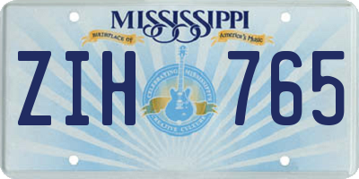 MS license plate ZIH765
