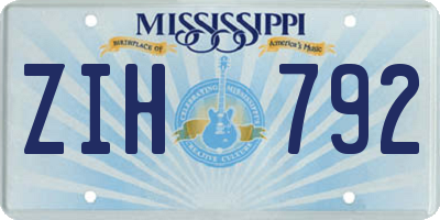 MS license plate ZIH792