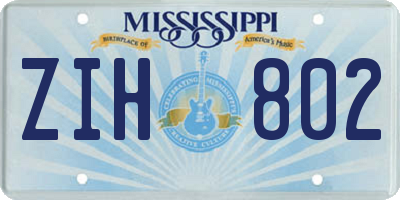 MS license plate ZIH802