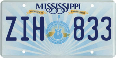 MS license plate ZIH833