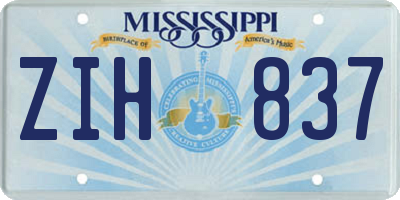 MS license plate ZIH837
