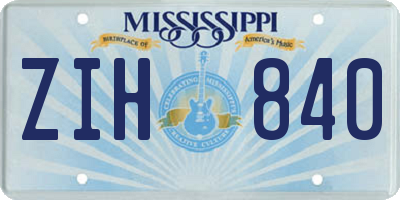 MS license plate ZIH840