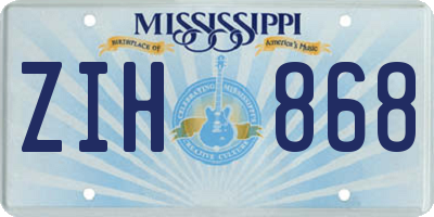 MS license plate ZIH868