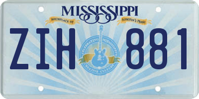 MS license plate ZIH881