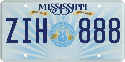 MS license plate ZIH888