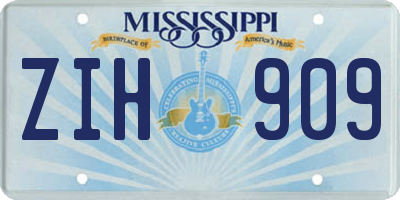 MS license plate ZIH909