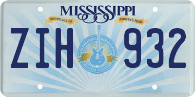 MS license plate ZIH932