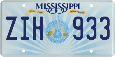 MS license plate ZIH933