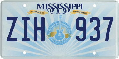 MS license plate ZIH937