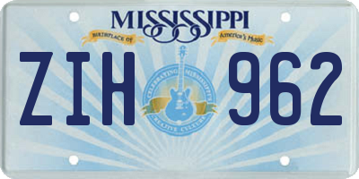 MS license plate ZIH962