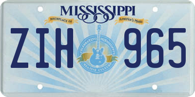 MS license plate ZIH965