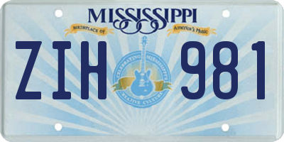 MS license plate ZIH981